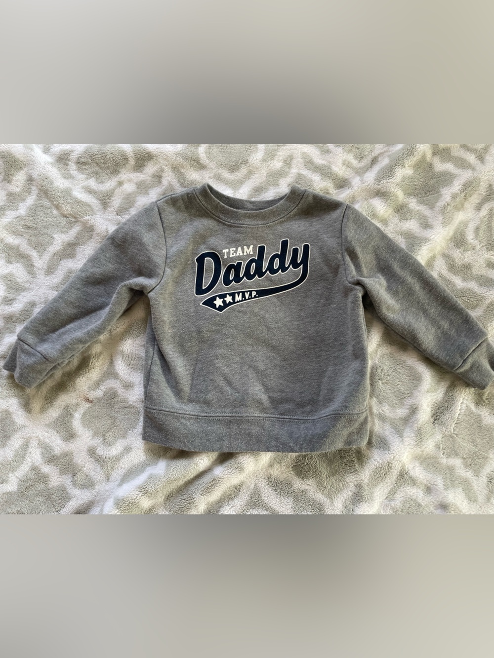 GAP Gray "Team Daddy" Sweatshirt with Navy Print